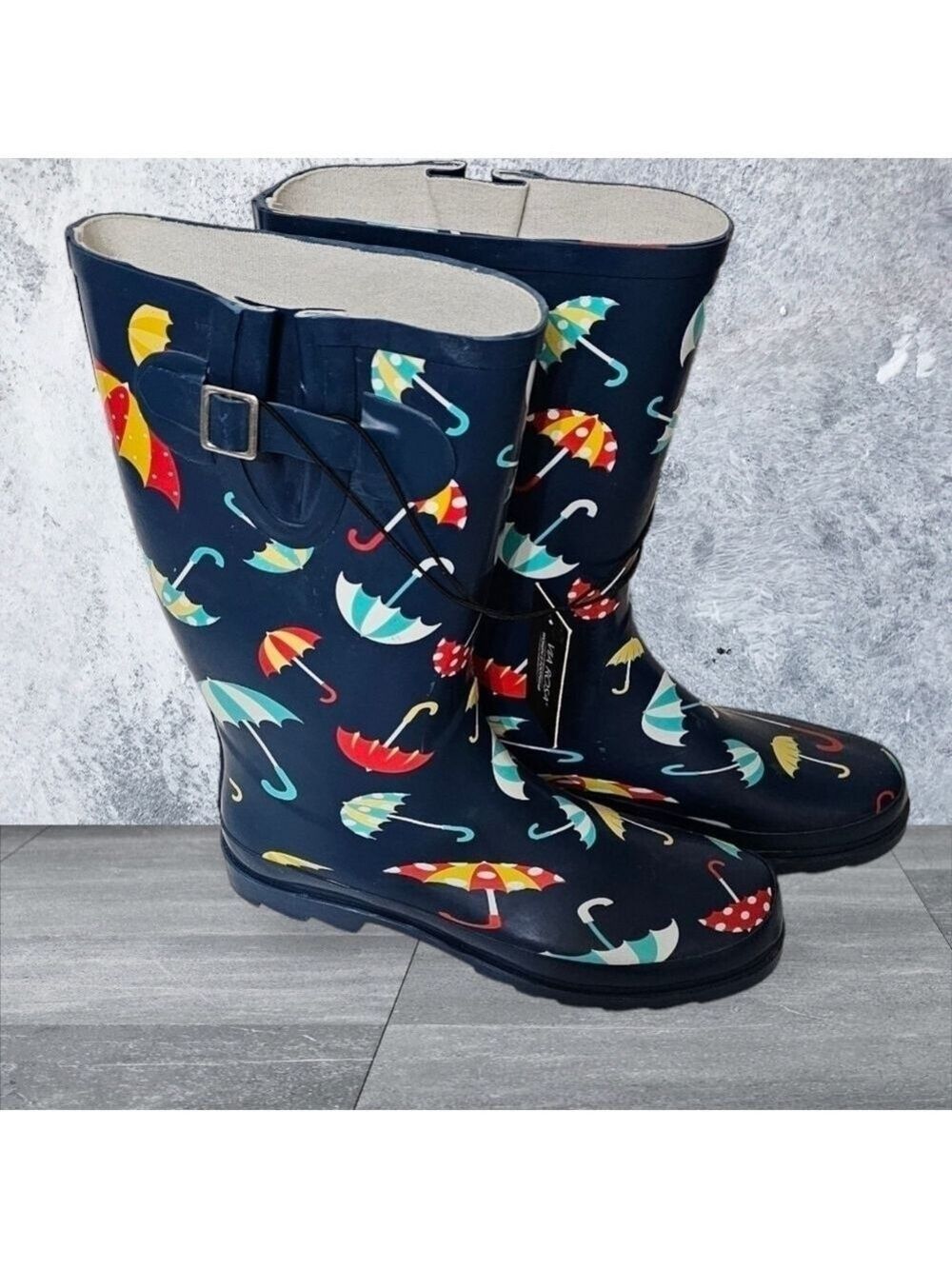 Via Rosa Snow Rain Boots Multicolor Umbrella Print Size 11 - Picture 3 of 5